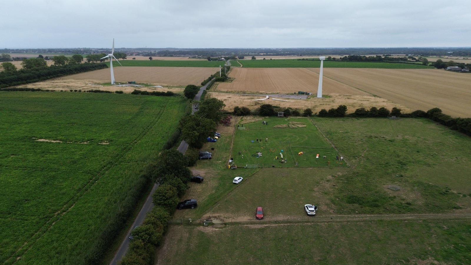 Aerial view of the training field and surrounding West Somerton countryside